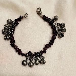 Garnet Bracelet w silver bells.
